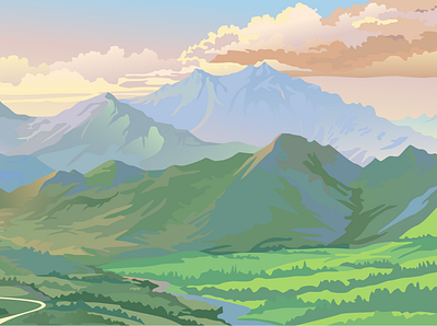 Mountain Landscape graphic design illustration