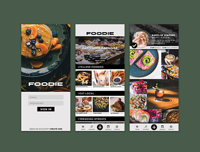 Foodie Mobile App Screens - DesignLab Foundations app branding design graphic design ux