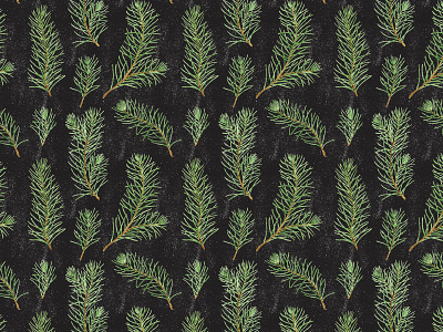 Watercolor pine branches seamless pattern