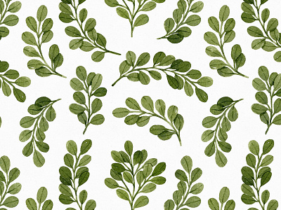 Cute green watercolor leaves pattern