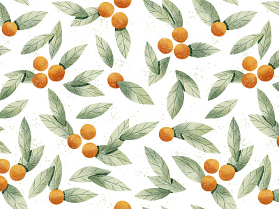 Oranges seamless pattern botanical botany citrus cute drawing fruit illustration leaves oranges pattern pencil seamless tangerine textile wallpaper watercolor