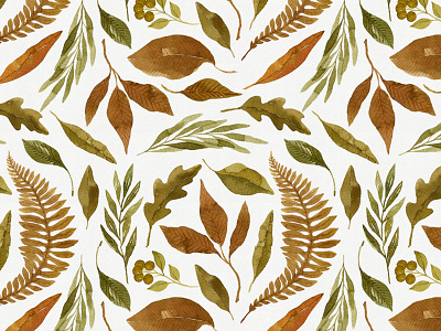 Watercolor Autumn Leaves Seamless Pattern