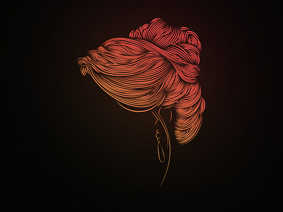 Bridal Hair design femenine glow glowing hair illustration lines portait style vector