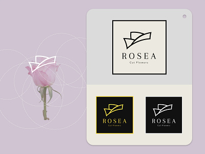 Rosea brand branding femenine flat florist flower flowers geometic identity illustration logo minimal shop typography vector