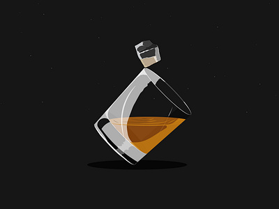 Whiskey Night classy desgin flat glass illustration minimal night orange smooth stars vector whiskey
