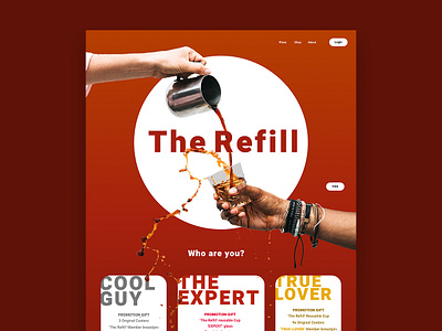 The Refill barista brand branding cafe coffee design flat glass identity illustration logo minimal shop type typography ui ux vector web website
