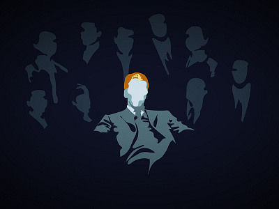 One in Ten 1920s 20s blue gangster ghosts leader man mob silhouettes sitting vector