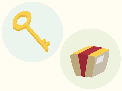 Locked & Boxed box cute icons illustration key mail package summer