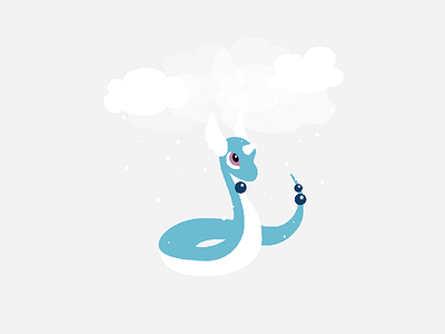 Snowy Dragonair blue clouds cute dragonair go minimal minimalist pokemon snow weather