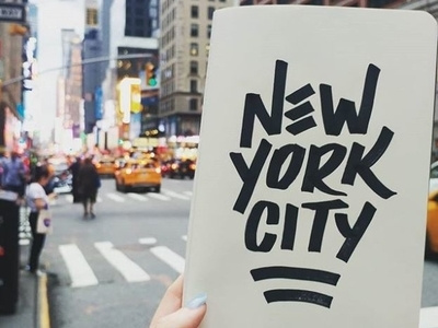 New York City hand lettering new york city nyc street taxis times square typography