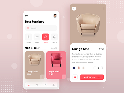 Furniture Mobile App android app app design clean ecommerce design furniture ios iphonex minimal mobile mobile app mobile ui simple sofa trendy uiux userexperience