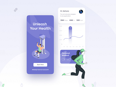 Walkout Fitness App UI Design android app appdesign application bodybuilding chart figma fitness fitnessapp food free health ios mobile running simple sport trendy xd