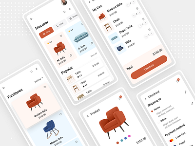Furniture UI App android appdesign appui figma freeapp furniture ios iphone mobile mobileapp simple simple clean interface trendyapp uiconcept uidesign uikit uiux ux wireframe woodapp