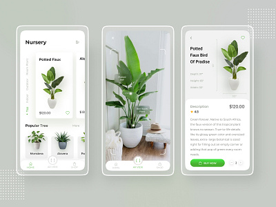AR Experience Nursery Plant App android app appdeisgn application ar app interaction ios iphone mobile mobileapplication nursery plant tree trendy uiconcpet uidesign uidesigns uikit uiux wireframe