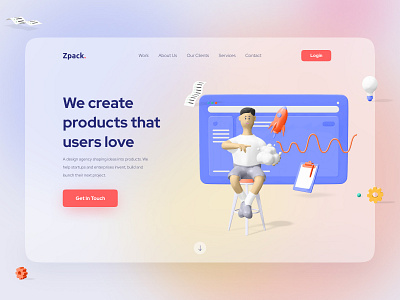 Landing Page UI Design 3d contact page figma home interaction landing page layout products sketch trendy ui ui concept uidesign uikit web web design website xd