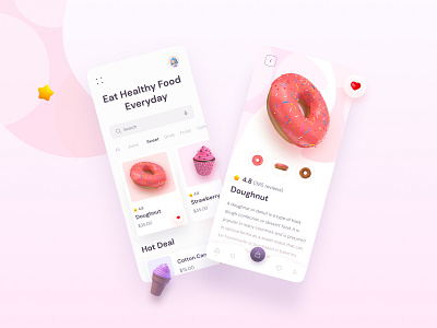 Food Mobile App 🥯🍦🧁 app cart figma food food and drink food illustration home interaction minimal mobile mobile app new order product details sketch trendy uicontent uikit xd xd design