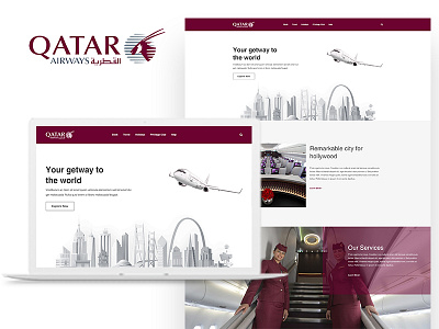 Qatar Airways Redesign Template airline airways corporate template psd psd template qatar redesign template travel