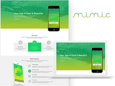Mimic App Template Design android app ios iphone material design materialize modern onepage responsive software technology website