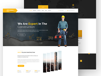 Construction brand building construction psd real estate ui yellow