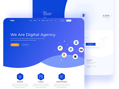 Digital Agency Landing Page Explore blue creative agency digital agency home landing page