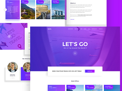 Travel Template experiment gradient home landing page travel ui ux