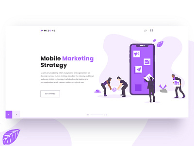Mobile marketing strategy header app awesome color gradient illustration interface landing page minimal mobilemarketing modern one page onlinemarketing psd slider template trend ui ux vector web