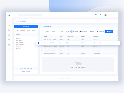 File Manager Dashboard admin app application blue creyptocurrency dashbaord dashboard dashboard ui desktop layout mobile pixels psd sketch ui uidesgin uitrend ux uxdesign uxdtechnologies