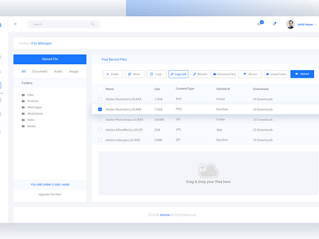 File Manager Dashboard by Tauhid Sajib on Dribbble