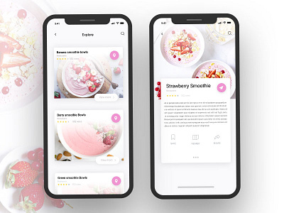 Strawberry Smoothie Food App android appdesign apphome cook food homepage ios iphone minimal psd recipe book restaurant app sketch strawberry trend ui uidesign ux uxd technologies webdeisgn