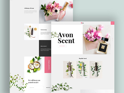 Avon II Landing Page Template app avon branding cryptocurrency homepage landing page minimal onepage perfume psd resume scent sketch trend ui ux webdesign website xd