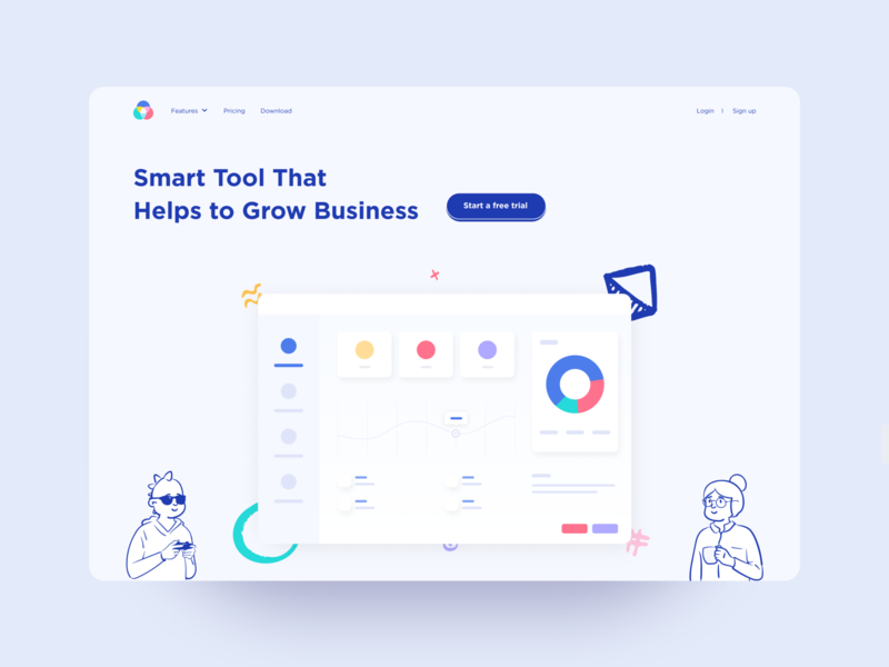 Smart Tool Web application clean creative dashboard figma header illustration illustration design landing page minimal ofspace ui user interface ux web web design web header website