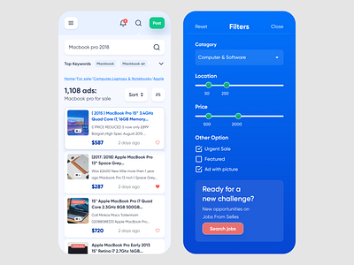 Classified Website Responsive UI advertising advertising design advertisment application design buy sell classified classified ads dashboard design filtering makbook mobile app mobile apps online selling selling platform serach page sorting web application web applications website