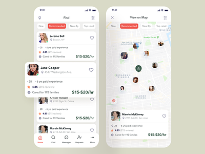 Maid App (Find Profile) appdesign conceptualapp design find job findhousemaid findmaid hybrid app ios ioshybrid ioshybrid job application jobsite maid maidfindingapp mapview mobileapp mobileapplication productconcept productdesign service visualdesign