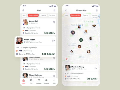Maid App (Find Profile) appdesign conceptualapp design find job findhousemaid findmaid hybrid app ios ioshybrid ioshybrid job application jobsite maid maidfindingapp mapview mobileapp mobileapplication productconcept productdesign service visualdesign