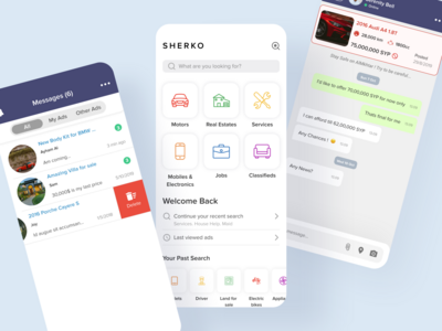 Classified App Messages & Home application design chat screen classified classified ads classified app classified app design filter filtering filters mobile app mobile app designer mobile application mobile messages mobile ui sell buy sell post uidesigner uiux