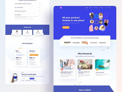 Affiliate Landing Page affiliate links affiliate page beauty products coupons faq homepage landing page marketing page pricing product landing page product page product review refer review review platform testimonial ui design uiuxdesign webdesign website design