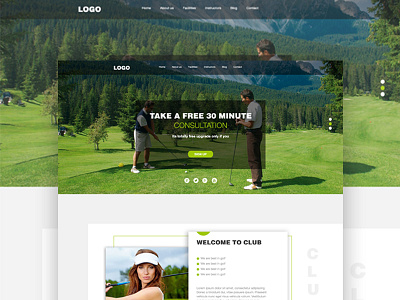 Golf Club Landing Page Concept photoshop uiux user interface design website design