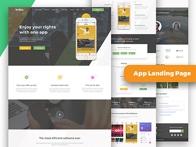 App Landing Page 01 app colorful creative landing page multi purpose new photoshop psd ui ux web design yellow