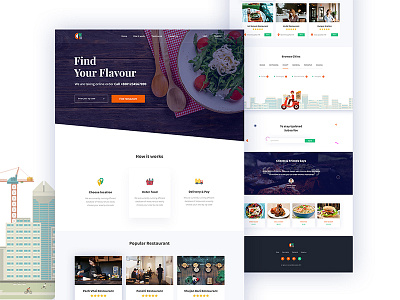 Food Ordering Landing Page 2018 app creative dark food illustration landing page minimal ordering trends ui web design