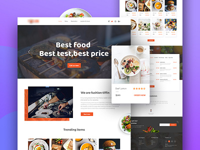 Restaurant landing Page 2018 booking kit new trend online order product restaurant sell user interface web website