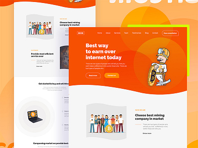 Cryptocurrency Landing Page - Exploration blockchain btc crypto currency ethereum ico illustration landing page litecoin mining orange wallet