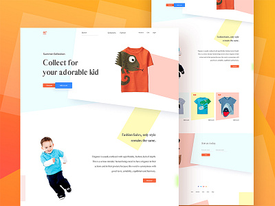 Summer Product Landing Page color creative ecommerce kid landing page minimalist online product summer t shirt trends white