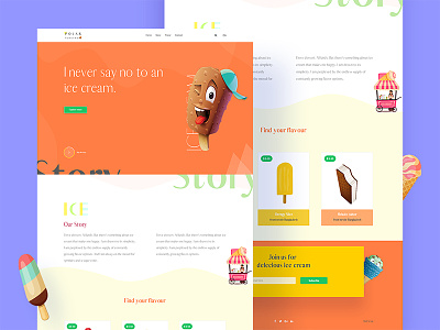 Ice Cream Landing Page cartoon colorful creative ecommerce focus illustration landing page minimalist product summer trends white