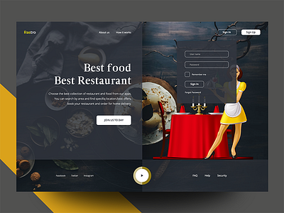 Web Apps (Restaurant Sign In) conceptual work dark theme form interaction pop up pop up restaurant finding apps sign in box sign in form stroke button stroke form user experience design web interface