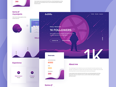 1k follower 1000 1k color full creative follower gradient graph illustration landing page ui website