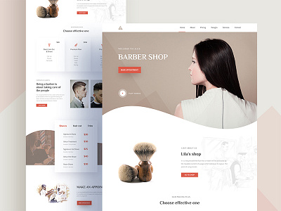 Barber Shop Landing Page barber color creative hair cut landing page minimal responsive spa ui ux web website