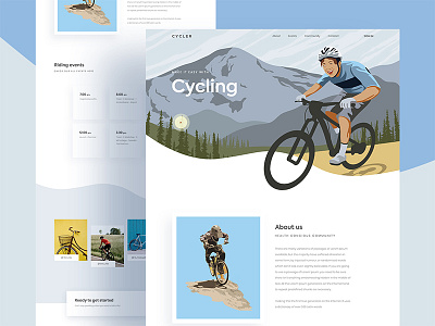 Cycling Landing Page creative cycling event health illustration interface landing page minimal responsive ui ux web