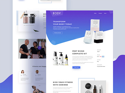 Product Landing Page Concept app body color fitness gradient landing page minimal product shape ui ux web