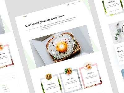 Food Blog Page Exploration blog clean food minimal page responsive shadow typography ui ux web white