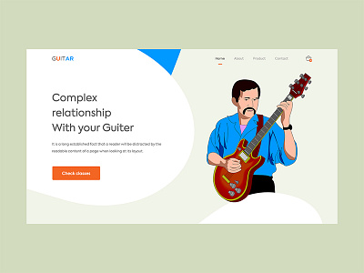 Guiter II Header Exploration color creative header illustration instrument minimal shape trending typo ui ux web